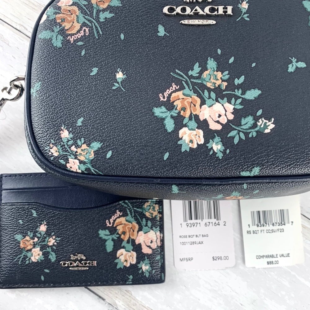 NWT COACH Rose Bouquet Convertible Belt Bag + Card Case Set - Picture 12 of 16